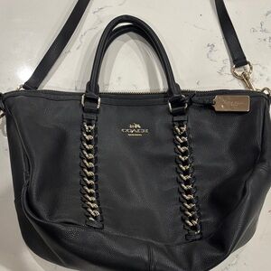 Coach Black Leather Central Whipstitch Pebble satchel/Crossbody